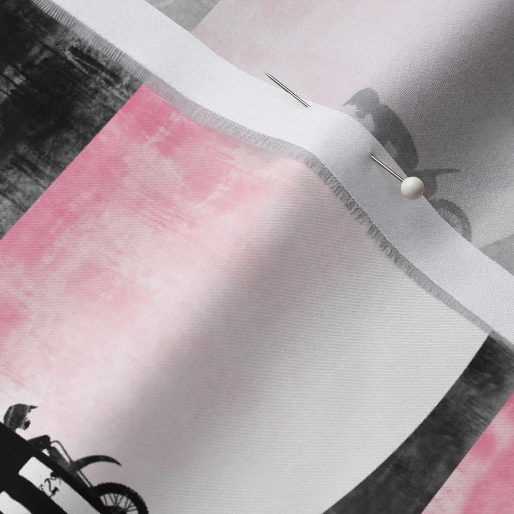 Spoonflower Fabric - Motocross Patchwork Wild Pink Dirt Bike Little Arrow Nursery Cheater Printed on Organic Cotton Sateen Fabric by The Yard - Sewing Quilting Apparel Home Decor