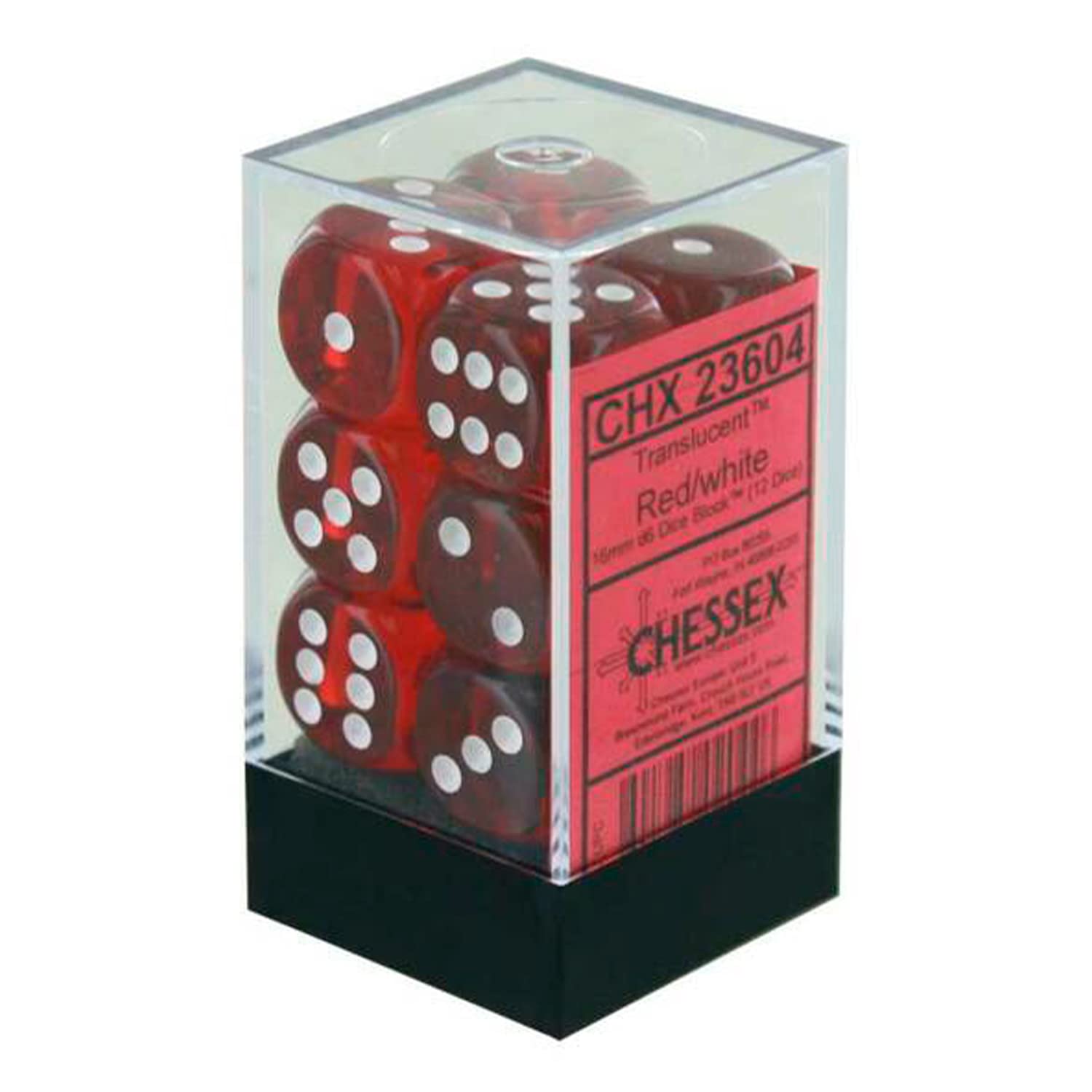 Chessex Says: CHX23604 D6 16mm Translucent Red/White (12)