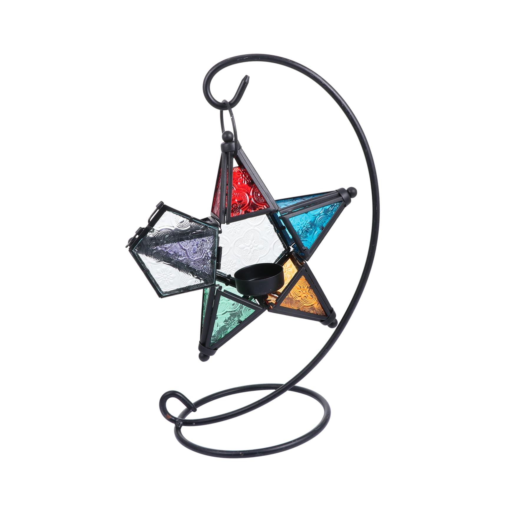 GOOHOCHY 1pc Pentagram Wind Lamp Metal Star Candle Holder Metal Serving Tray Wedding Candles Metal Tray Desk Stand Metal Candle Holder Decor Star Shape Candlestick Candle Cup Desktop Glass