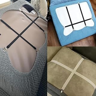 Disayu Couch Cushion Covers Holder Clips Couch Covers Holder Straps Adjustable from 10 to 60 inches (25-160cm) Elastic Straps for Sofa Covers (Pack of 4)