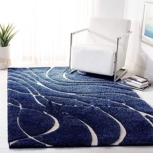 Image of A R Creations Rectangular Cotton Rug 1.5 Inch High Pile Soft Floor Mat Modern Handwoven Carpet for Living Room Bedroom & Home Decoration Size 5X7 Feet Blue Zero Cut