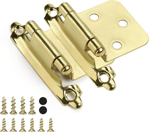 homdiy 25 pares (50 unidades) de bisagras de gabinete de cocina de cierre automático de latón cepillado  Bisagras de armario de 12 pulgada