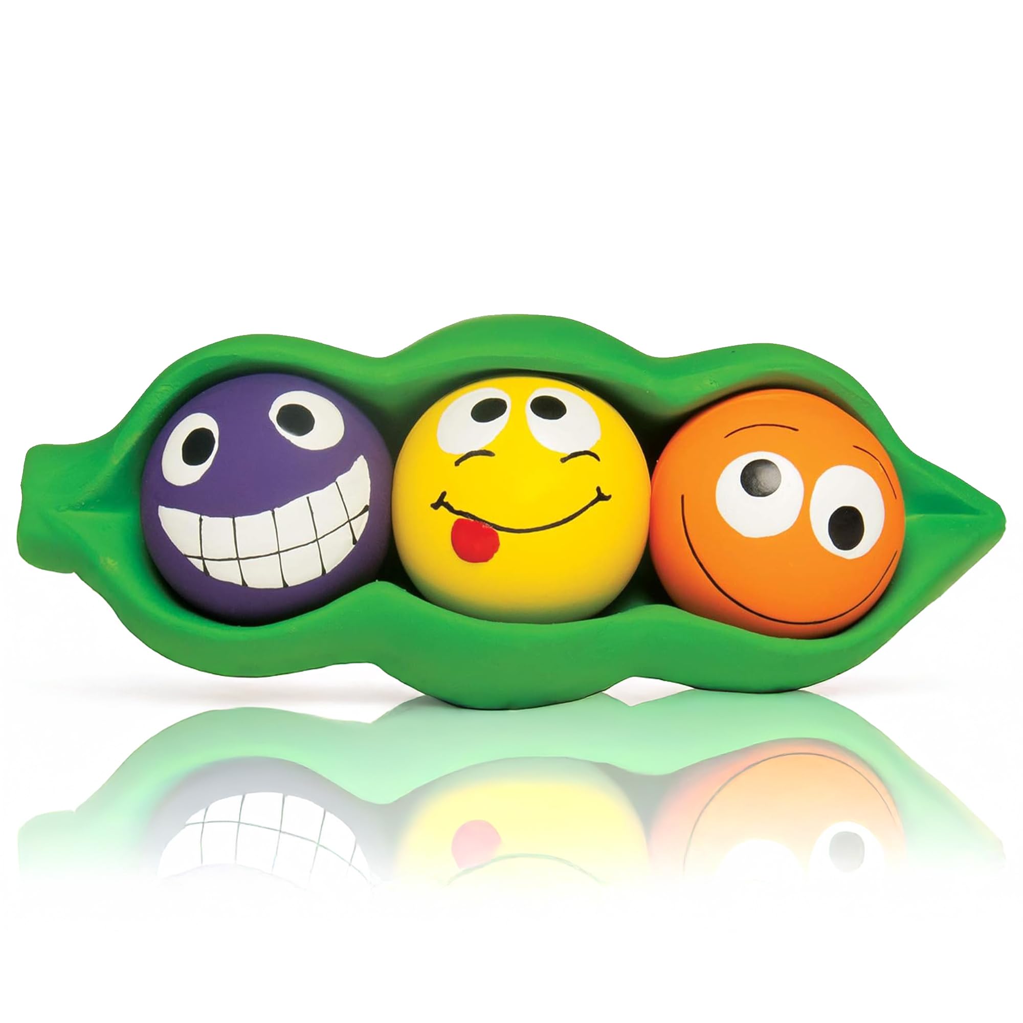 Multipet Three Peas in a Pod | Squeaky Chew Dog Toy | Fetch Interactive Pea Pod Dog Toys | 3 XL Latex Squeaky Balls | 3" (Ball Size)
