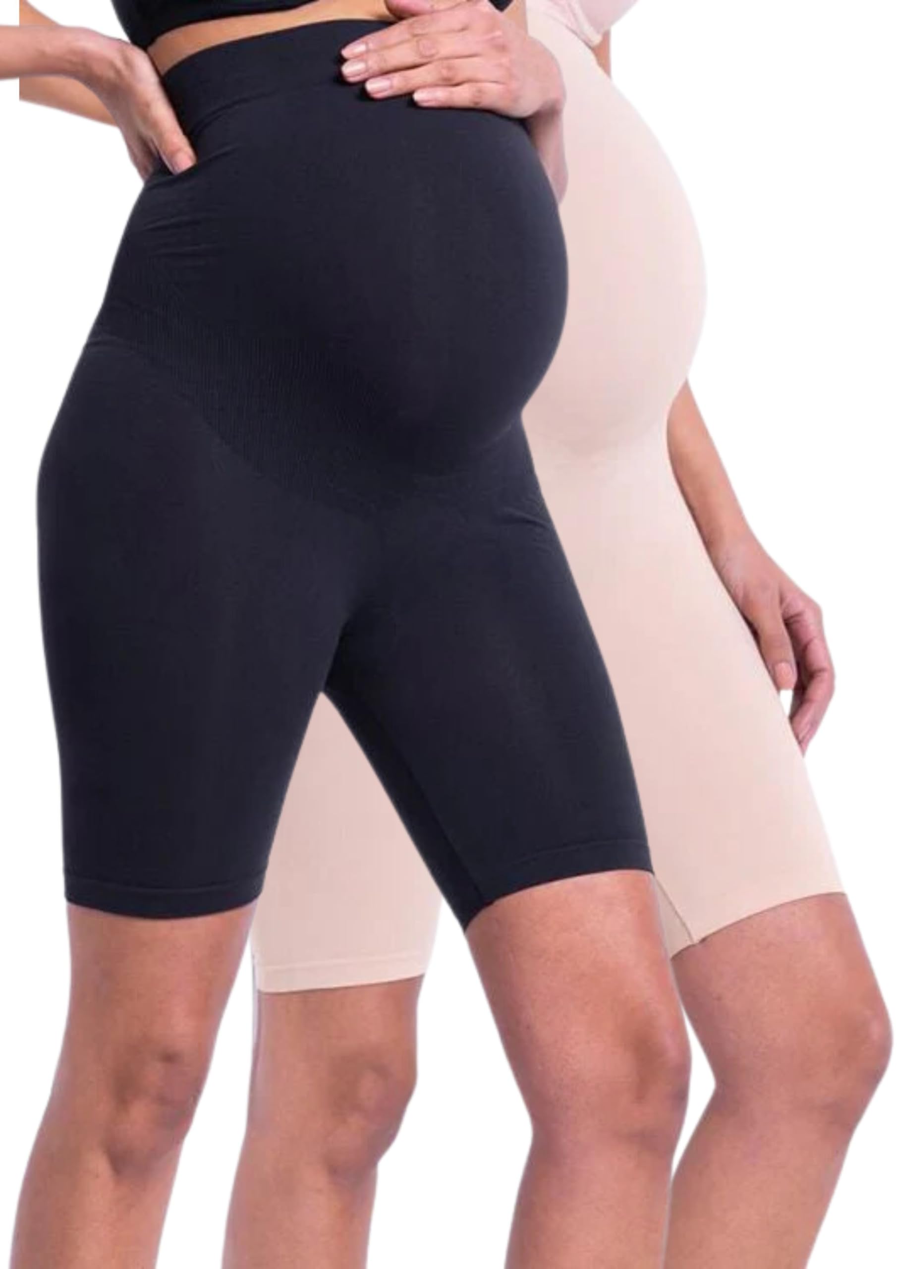 Women's Cotton Lycra Maternity Shorts – Seam-Free, High Waist Support and Stretchable Pregnancy Shorts for Pre & Post Pregnancy - Pack of 2