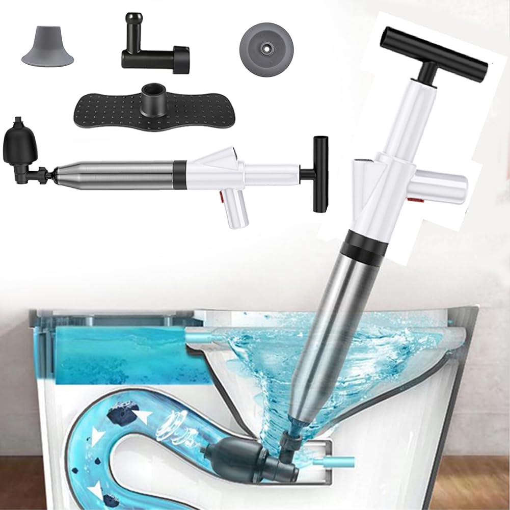 Kit déboucheur haute pression avec 4 têtes pour les toilettes et éviers