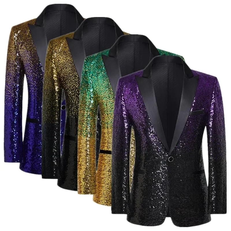 Men's Wedding Sequin Suit Slim Jacket Singer Stage Performance Dress Blazers3