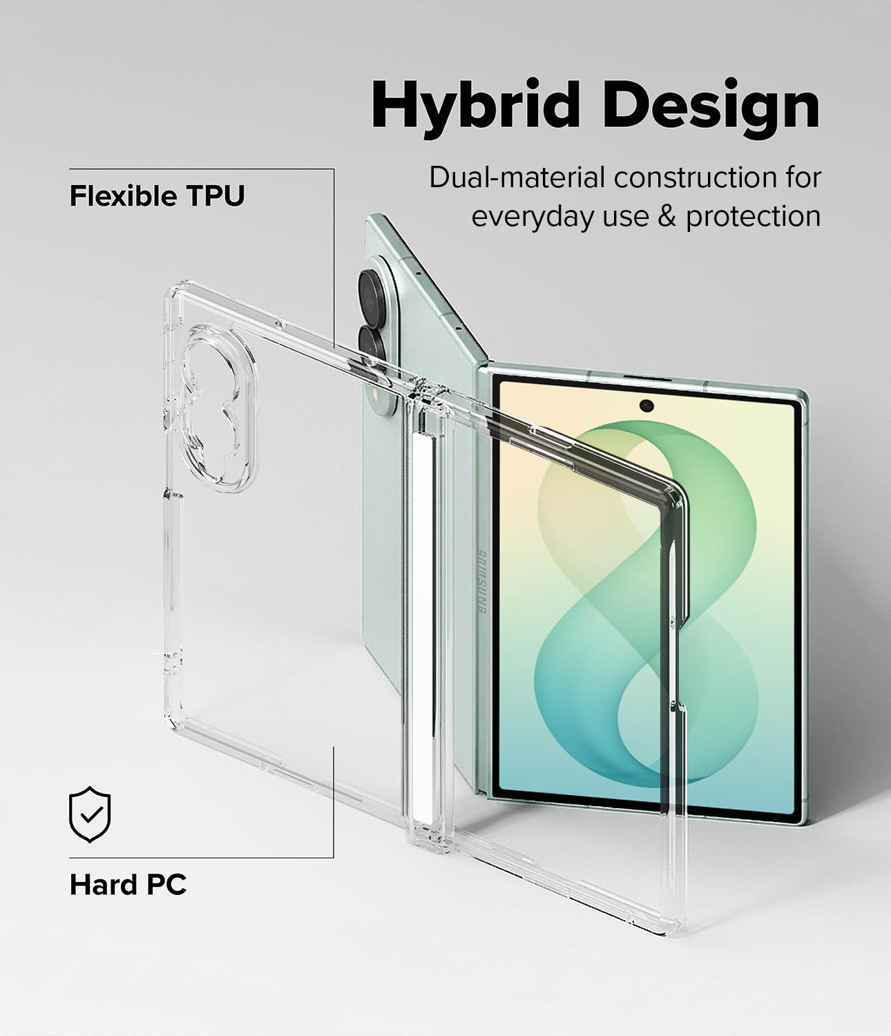 Ringke Fusion Flap per Cover Samsung Galaxy Z Fold 8 - Clear | Compatibile con la ricarica wireless, sottile, leggero, resistente ai graffi