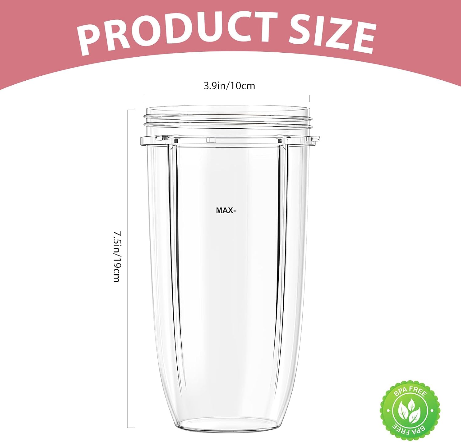 Pure Realm 2 Pack 32oz Replacement Cups Compatible with NutriBullet 600W & 900W High-Speed Blender Systems, Large Leak-Proof Mixing Mugs，Dishwasher Safe, BPA-Free