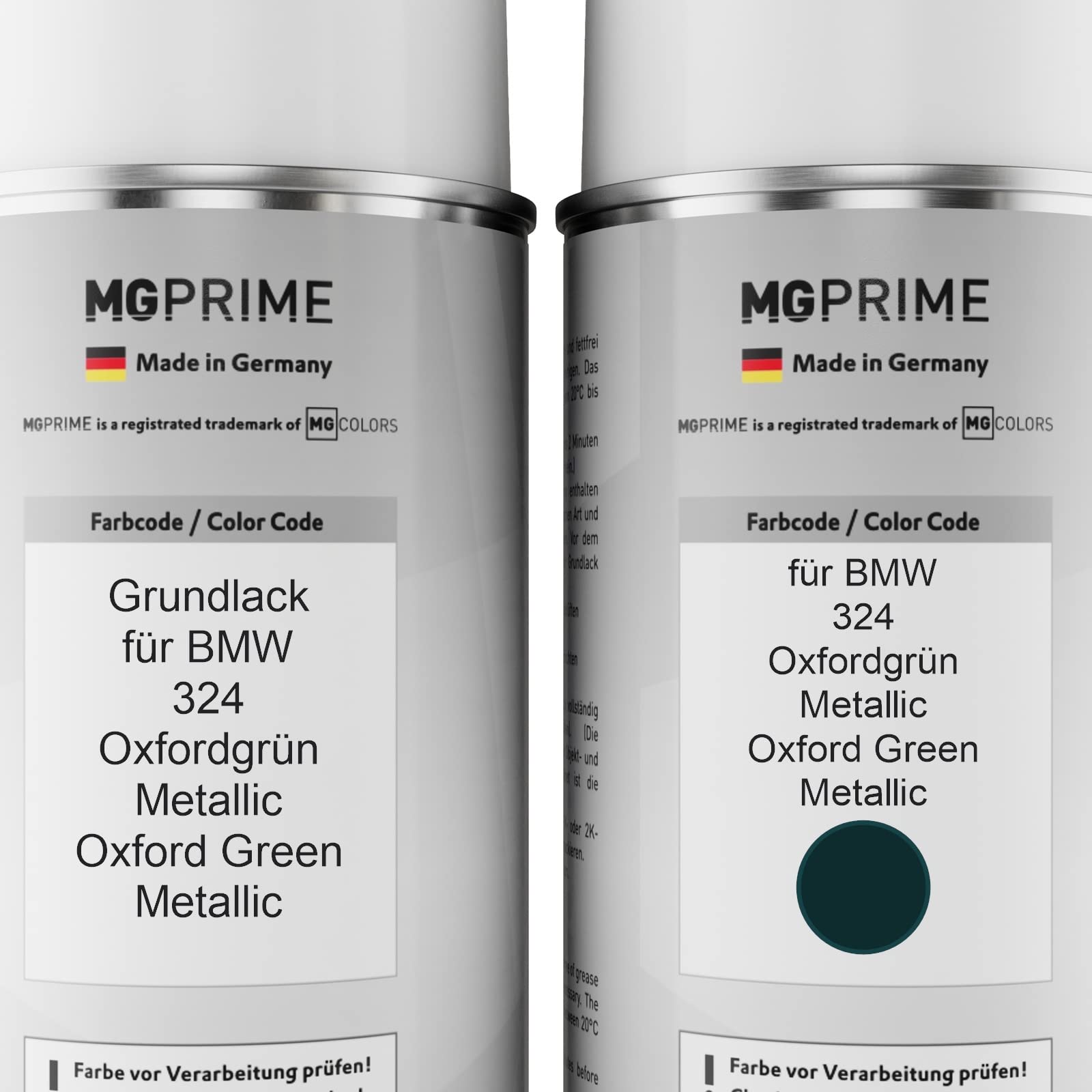 MG PRIME Lakier samochodowy Zestaw puszek z lakierem w sprayu 2K dla BMW 324 Oxfordgrün Metallic/Oxford Green Metallic Lakier bazowy 2 komponenty Lakier bezbarwny w sprayu