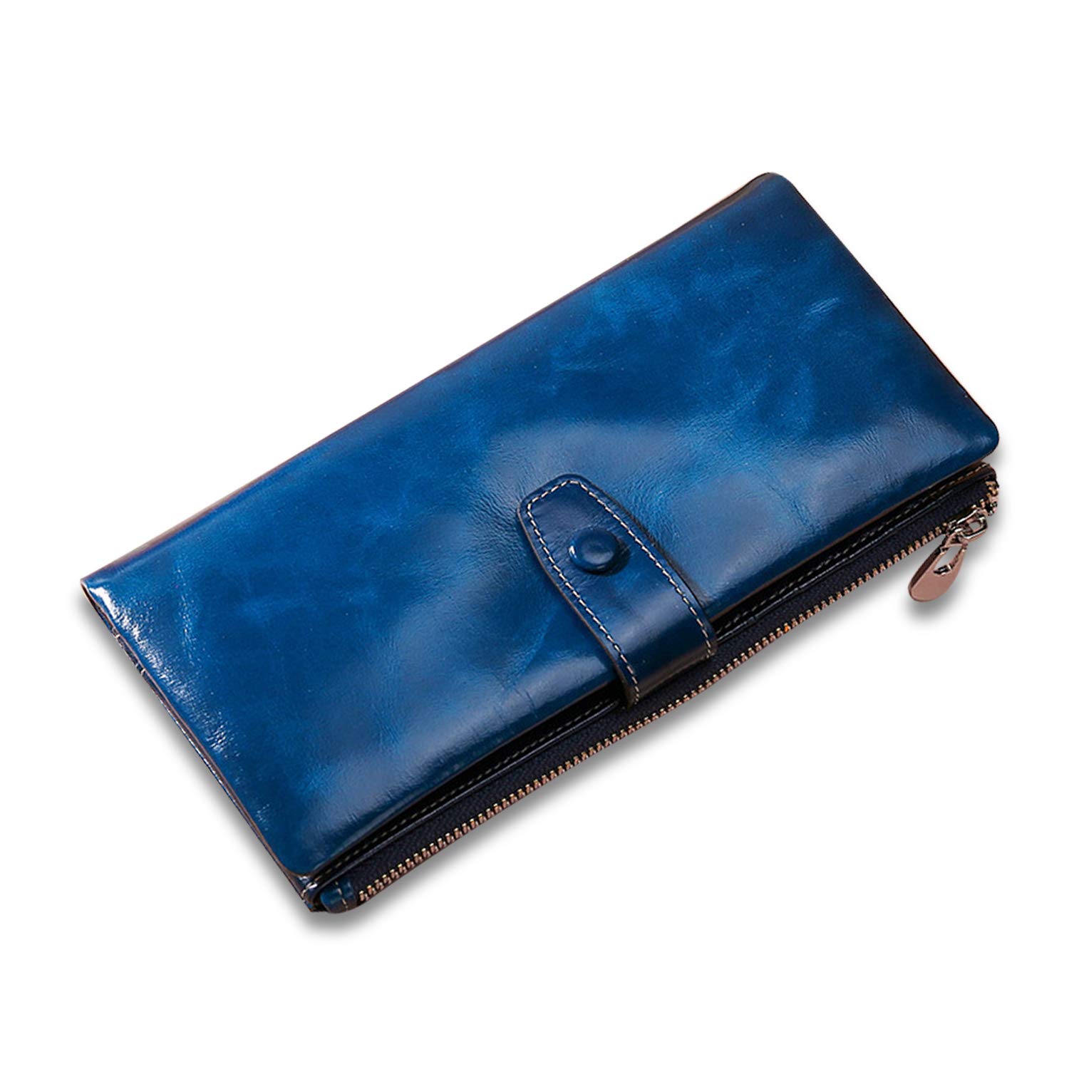 FANDARE Moda Portafogli RFID Portamonete da Donna Pochette Uomo Clutch Portafogli Pelle Porta Carte di Credito Portafogli con Porta Biglietti da Visita Porta Banconote Festa Portafoglio Blu