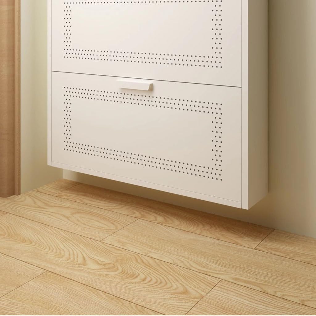 Freestanding Shoe Rack Locker Household Tipping Bucket Ultra-Thin Shoe Cabinet Door Indoor Entry Stairwell Corridor Wall Multi-Layer Extremely Narrow Steel Shoe Rack Multifunctional