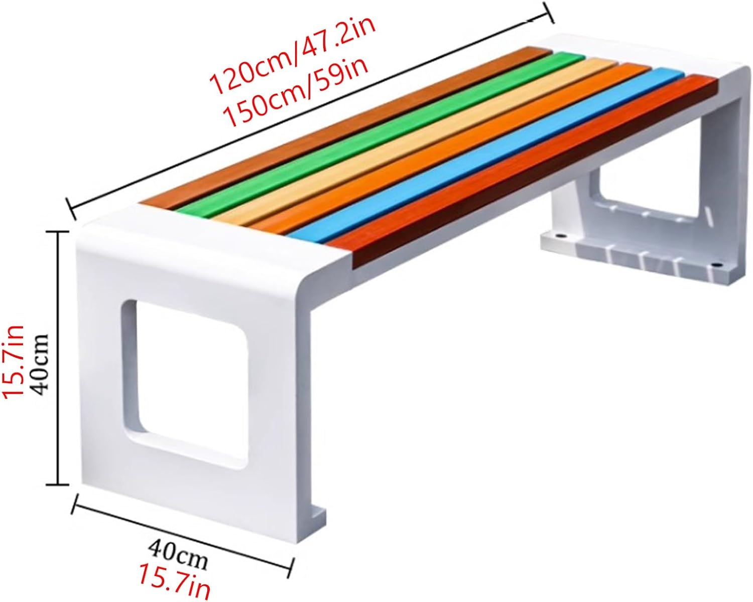 Outdoor Garden Bench, Metal Bench with Slatted Seat, Bench Park, Patio Bench, Backless Bench for Yard, Lawn, Porch(Silver,120cm/47.2in)