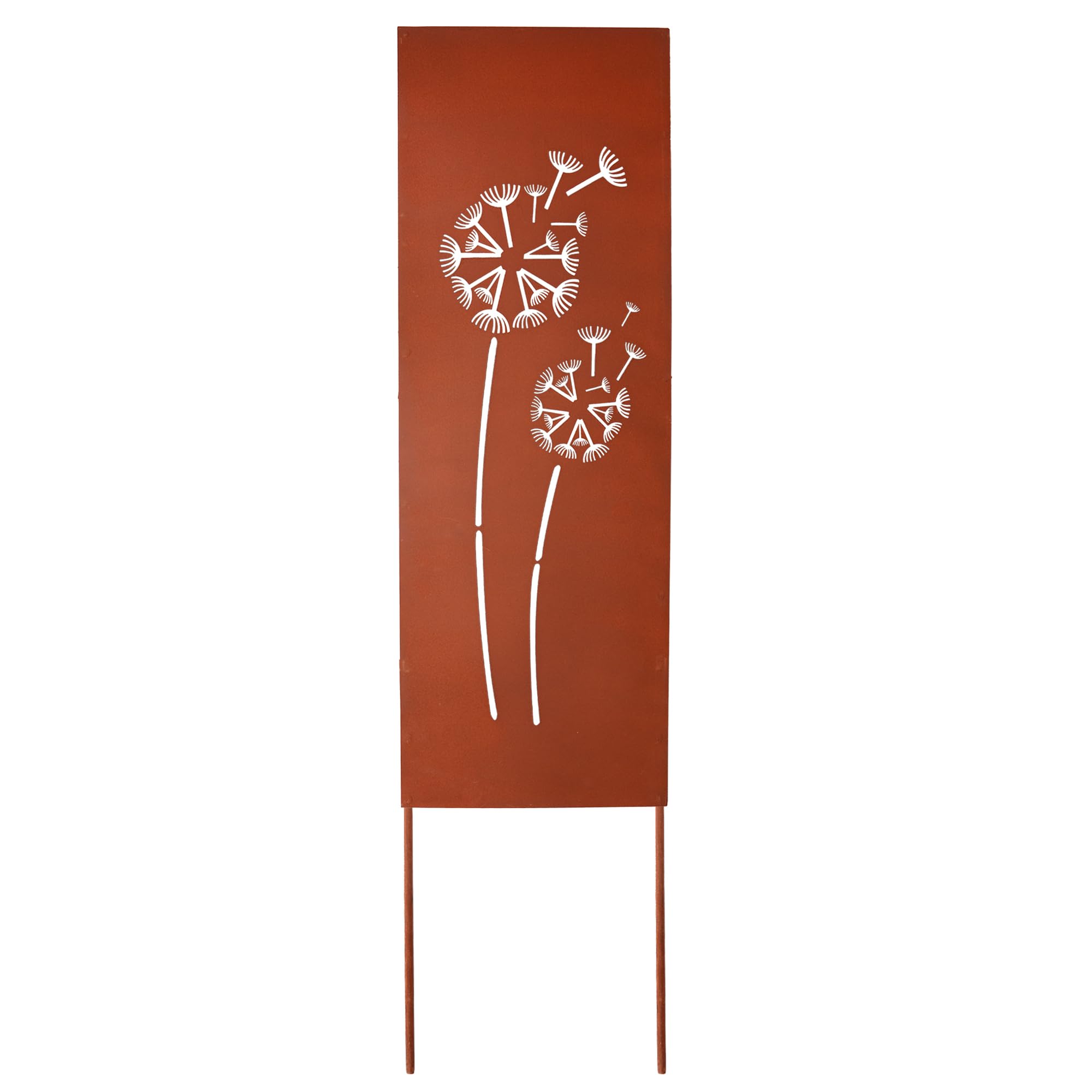 UNUS Piquets de jardin pissenlits, panneau de jardin en métal aspect rouille, résistant aux intempéries, décoratif pour jardin, parterre et balcon