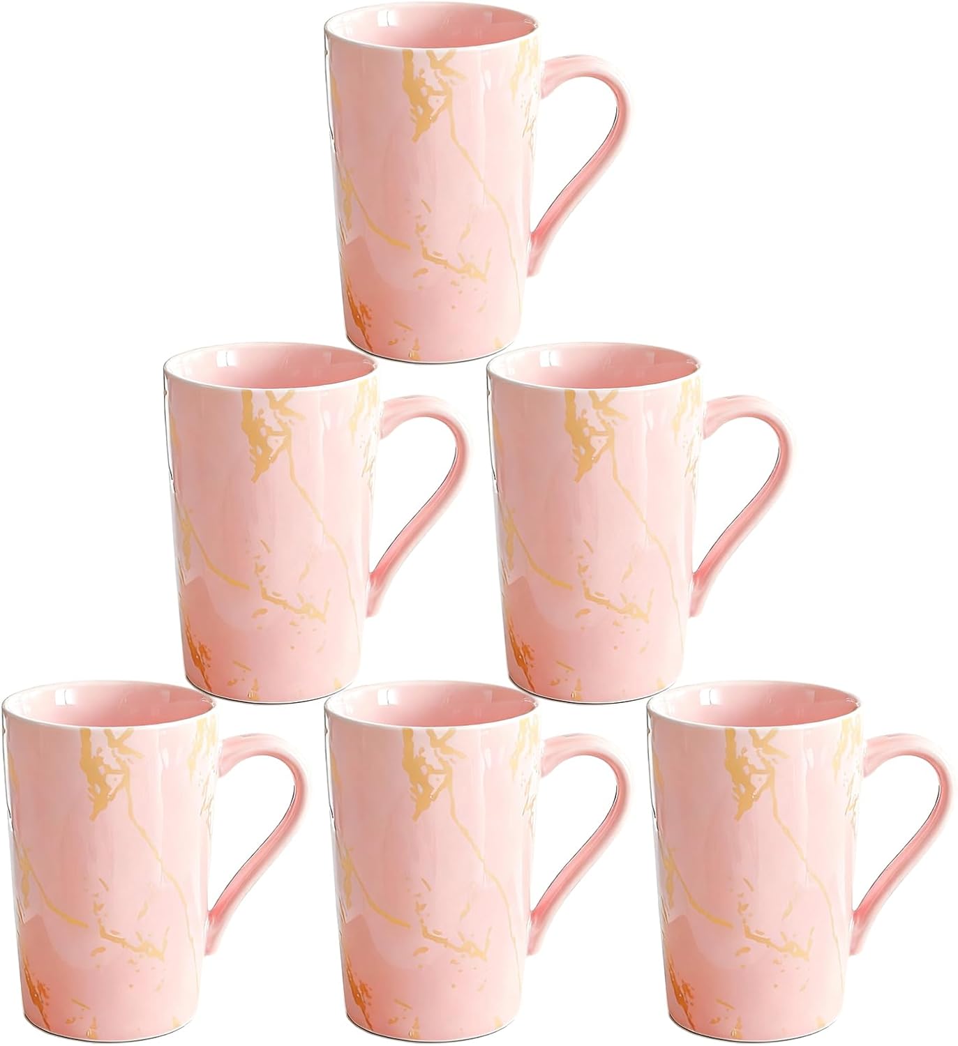 Porcelain Coffee Mugs, 12 Ounce, Set of 6, Black | Hot Tea | Cappuccino | Mocha | Cocoa | Cups for Latte (black)