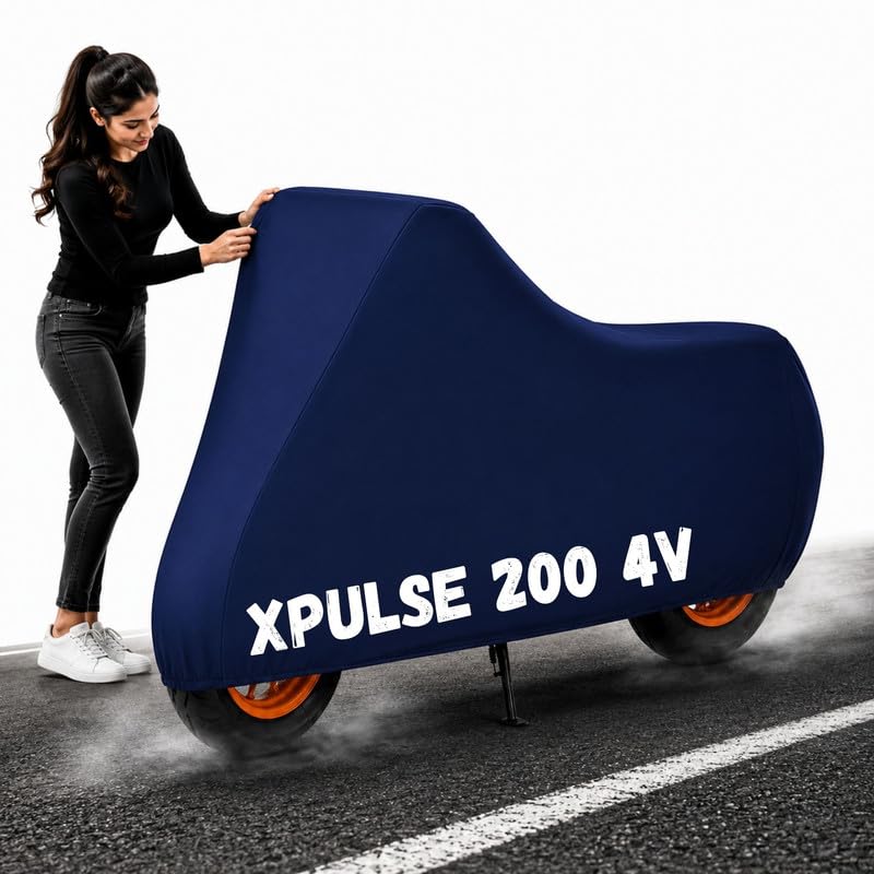 Image of Powerfull Bike Body Cover for XPulse 200 4V Dustproof Scratchproof - 100% Waterproof Herro XPulse 200 4V Cover for Two Wheeler, Outdoor Full Motorcycle Cover with UV, Duty, Rain Protection - Blue