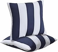 JMGBird 2-Pack 18x18 Water-Resistant Blue Plaid Outdoor Throw Pillows with Inserts - Patio, Couch, Waterproof Decor