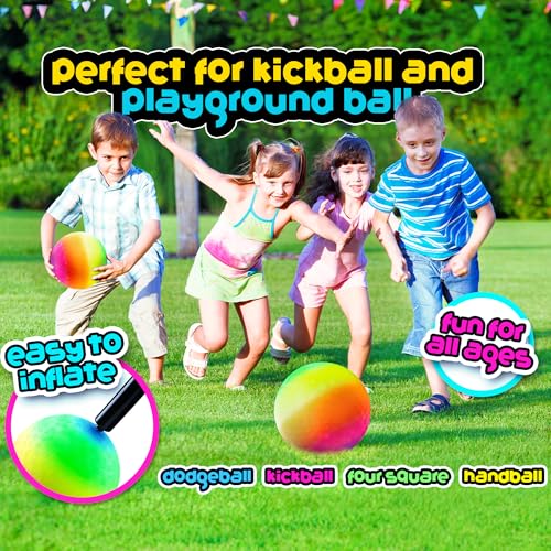 image for Bedwina Rainbow Playground Balls - 8.5 Inch (Pack of 4) Rubber Bouncy 