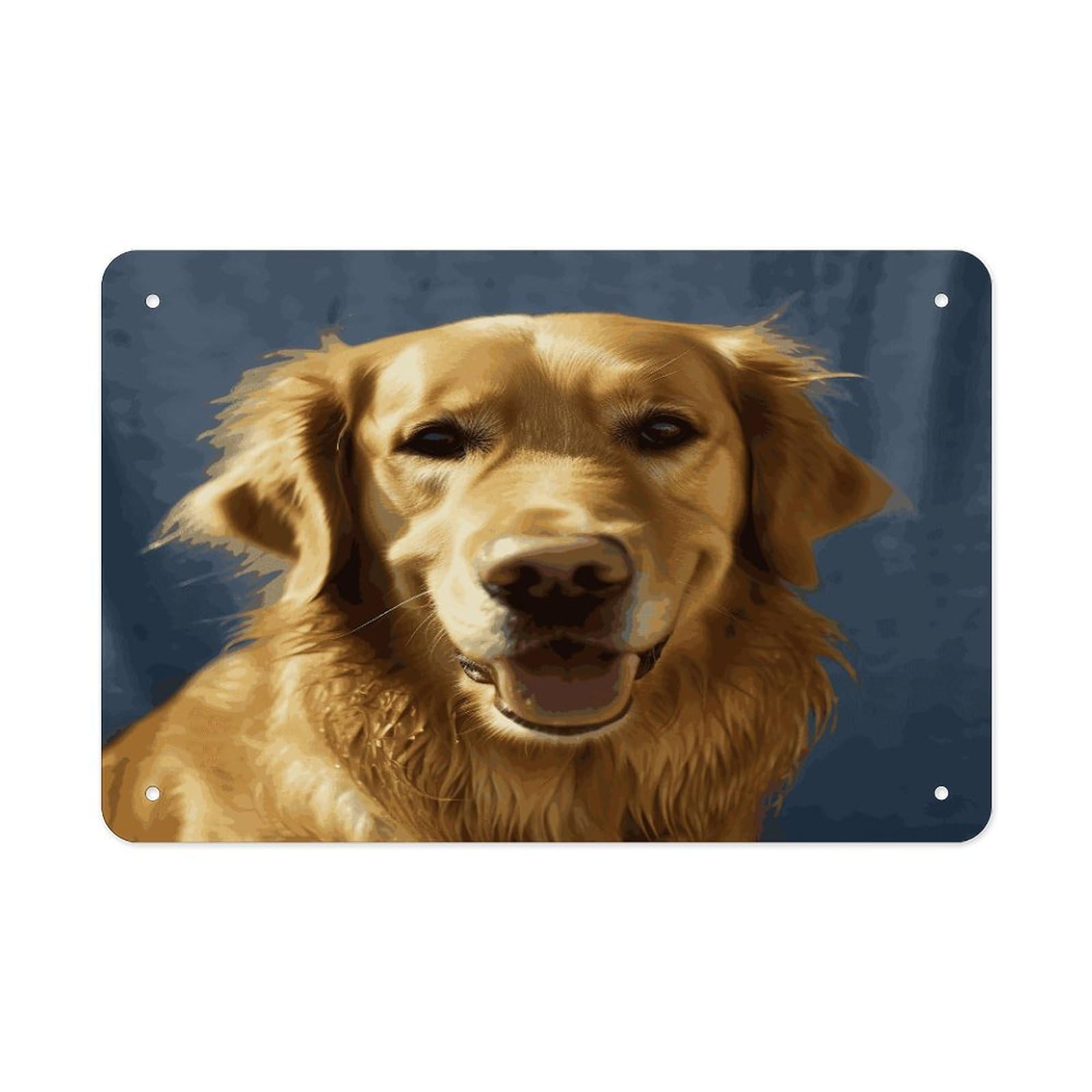 Fekiloot Style Golden Dog Metal Signs Wall Art Tin Sign