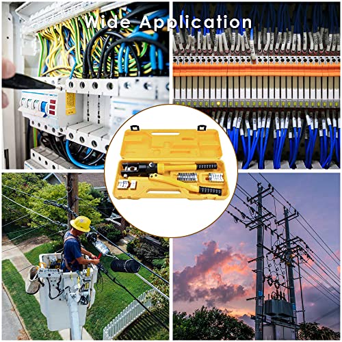 Image of Yescom 16 Ton Hydraulic Wire Crimper Crimping Tool 11 Dies Battery Cable Lug Terminal