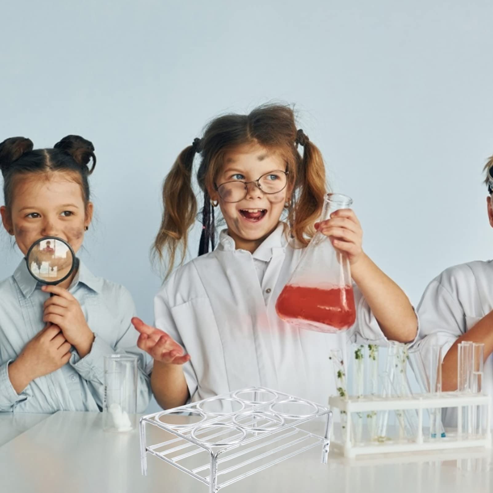 CHILDWEET Laboratory Shelf Accessories Labs Crucible Rack Crucible Supporting Tools Chromeplated Crucible Rack Crucible Support Rack Crucible Base Rack Wire Shelf Brackets Silver