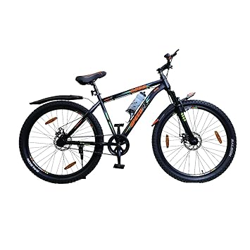 Eastman Addo India SpeedX 24T Mountain Bike 24X2.35 Tyre Size & Double Disk Brakes Steel Frame with Suspension Fork for Boys & Girls of 9 to 14 Years Single Gear Matt Black Bicycle