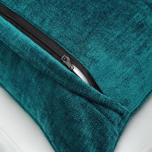 3. Bild von Encasa XO Chenille Kissenbezüge Set von 2 | Azul Blue - (16"x16") (40x40 cm) | Dekorative Akzent Quadratische Wurfkissenbezüge Für Couch, Heimdekoration, Sofa