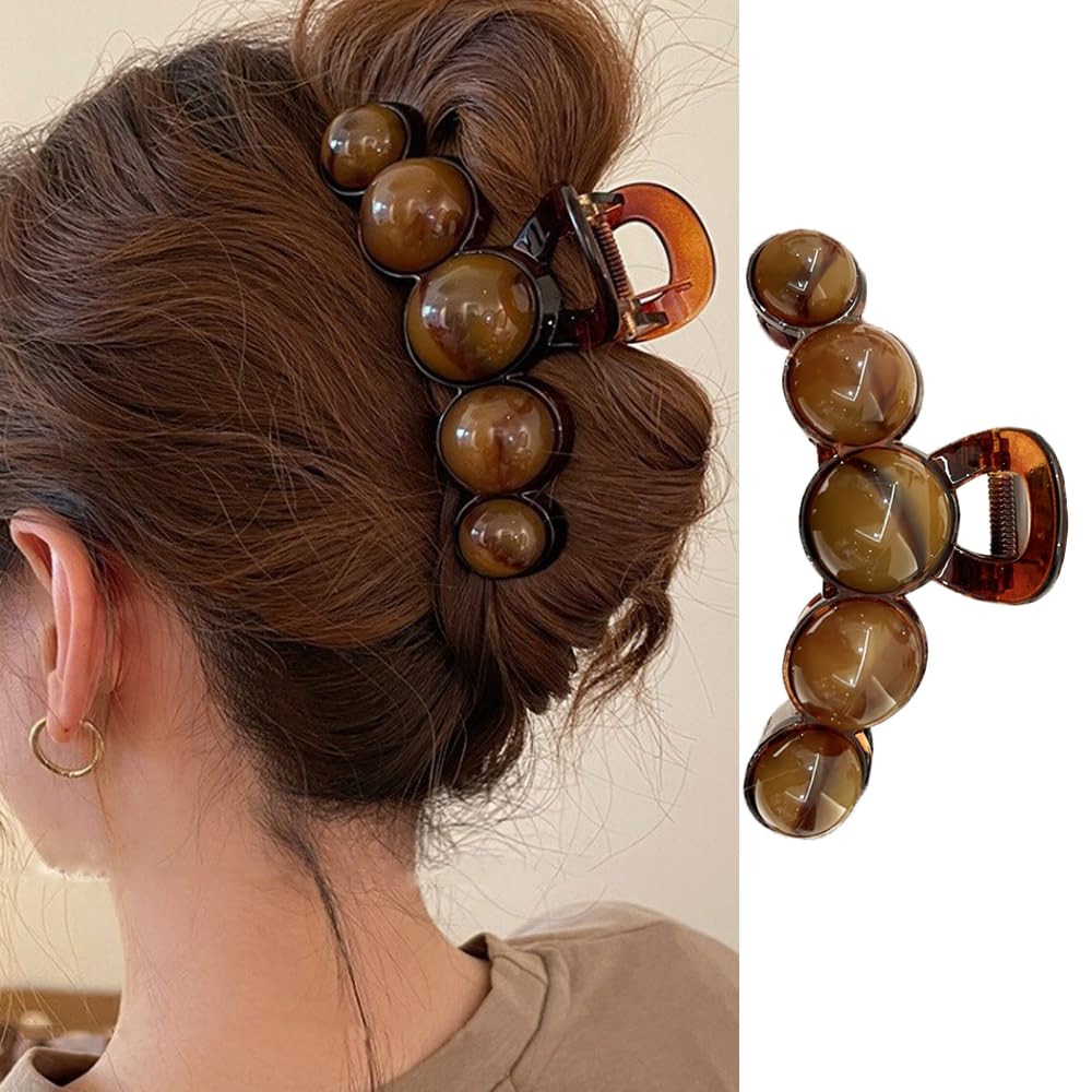 Amazon.com : Brown Pearl Hair Clips Large Pearl Hair Claw Clips