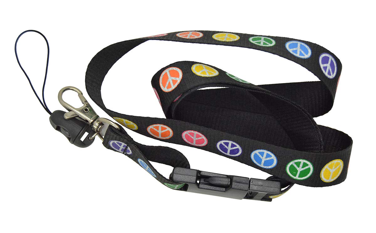ACCmall Fashion Rainbow Peace Sign I.D. Holder & Cellphone Key holder Lanyard