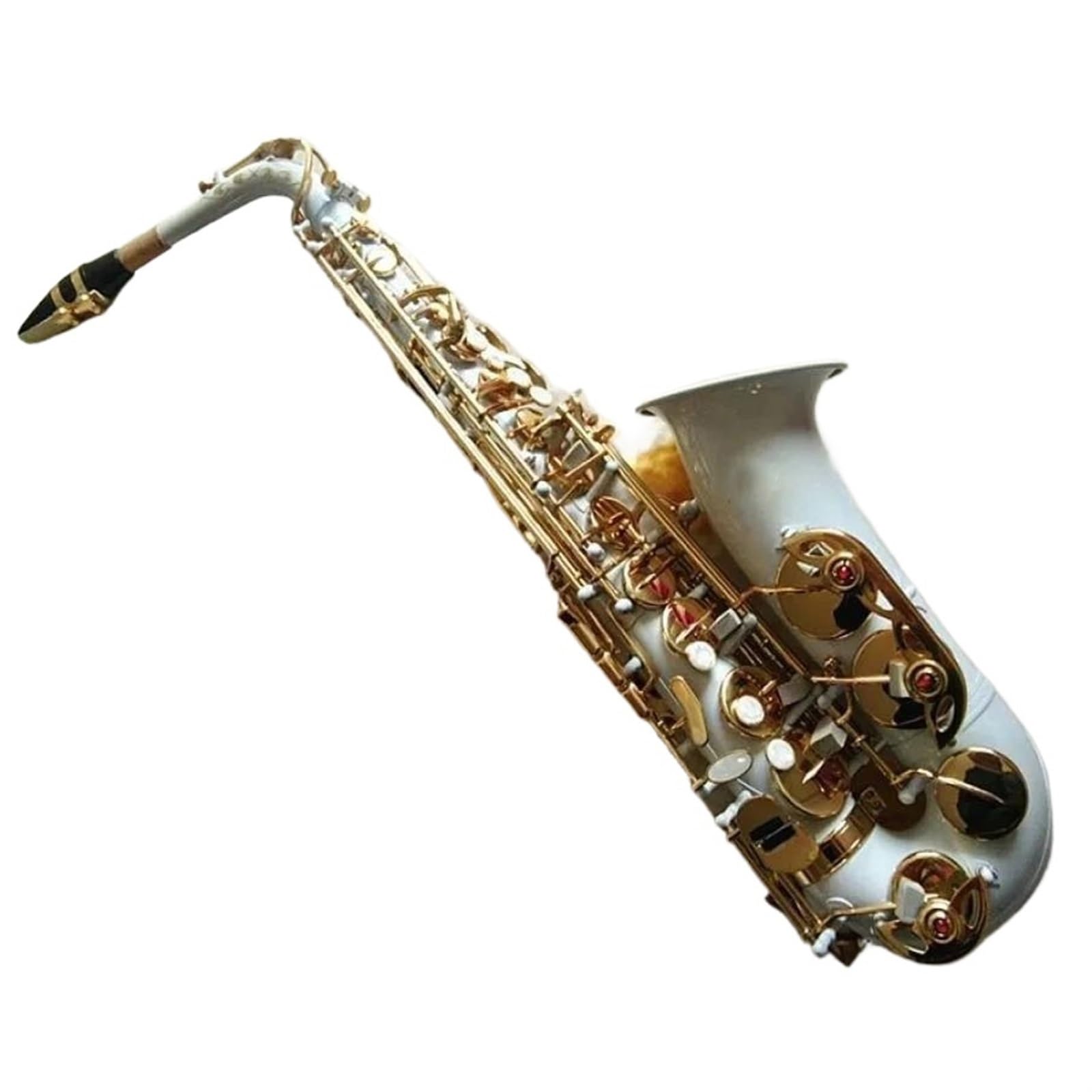 Saksofon Instrumenty Muzyczne Saksofon Altowy Z Białym Złotym Kluczem, Model Saksofonu Altowego Ustnik I Futerał (Color : Leather bag)