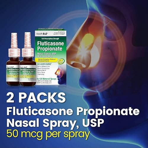 Miniatura 10 de HealthA2Z Pulverizadores nasales de propionato de fluticasona, alivio de alergias las 24 horas, 120 aerosoles, 0.54 onzas líquidas