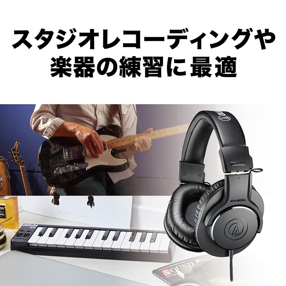 Audio-Technica ATH-M20x Auriculares de Monitorización Profesional Dinámicos Cerrados Negros