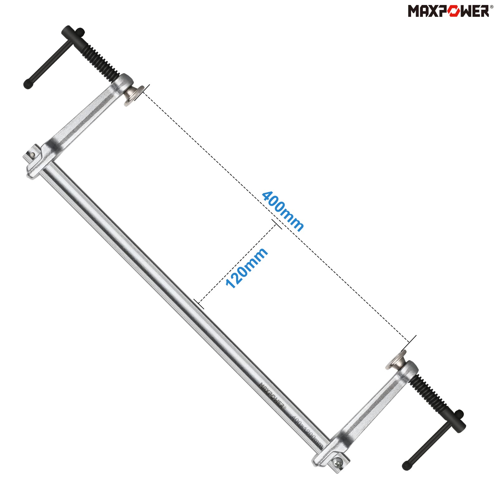 Sargentos Carpintero 400mmx120mm, MAXPOWER Tornillo de apriete - Fuerza Máxima de Sujeción 550KG