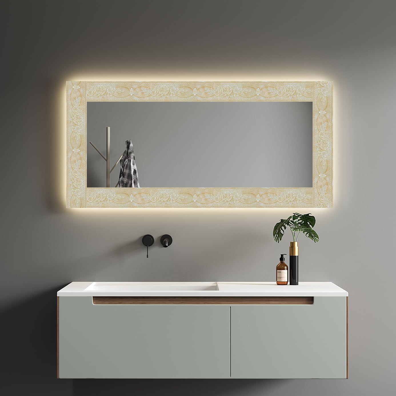 AbaBoorty Beige Floral Wallpaper Border Decor 196"X4.1" Peel and Stick Wall Border Waterproof Tiles Sticker Wallpaper Self Adhesive Removable Wall Stickers for Bedroom Living Room Decor