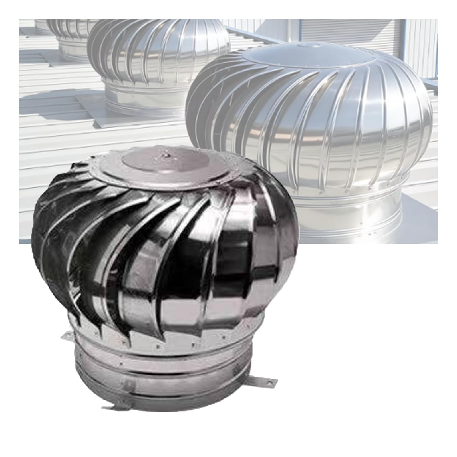 Knbhgujmd One Color Rotating Chimney Cowl Cap, Stainless Steel Turbine Wind Cap Roof Ventilator 300-450Mm With 4 Mounting Feet(Diameter 350Mm)