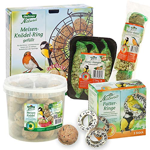 Preisvergleich Produktbild Dehner Natura Wildvogelfutter Starterset, Meisenknödel-Ring und Futtermix, 5-teilig