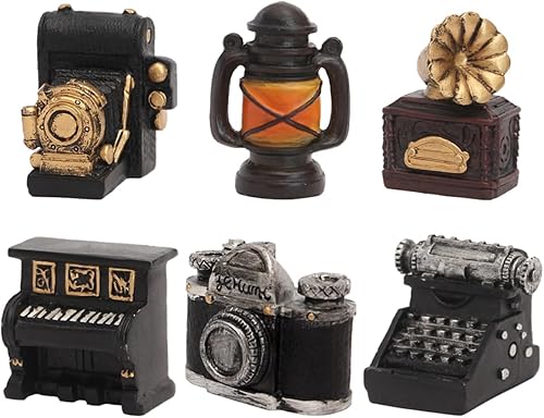 HANABASS 6 piezas mini vintage decoración retro micro paisaje adornos para jardín, bonsái, flores, jardines de hadas y decoración del hogar