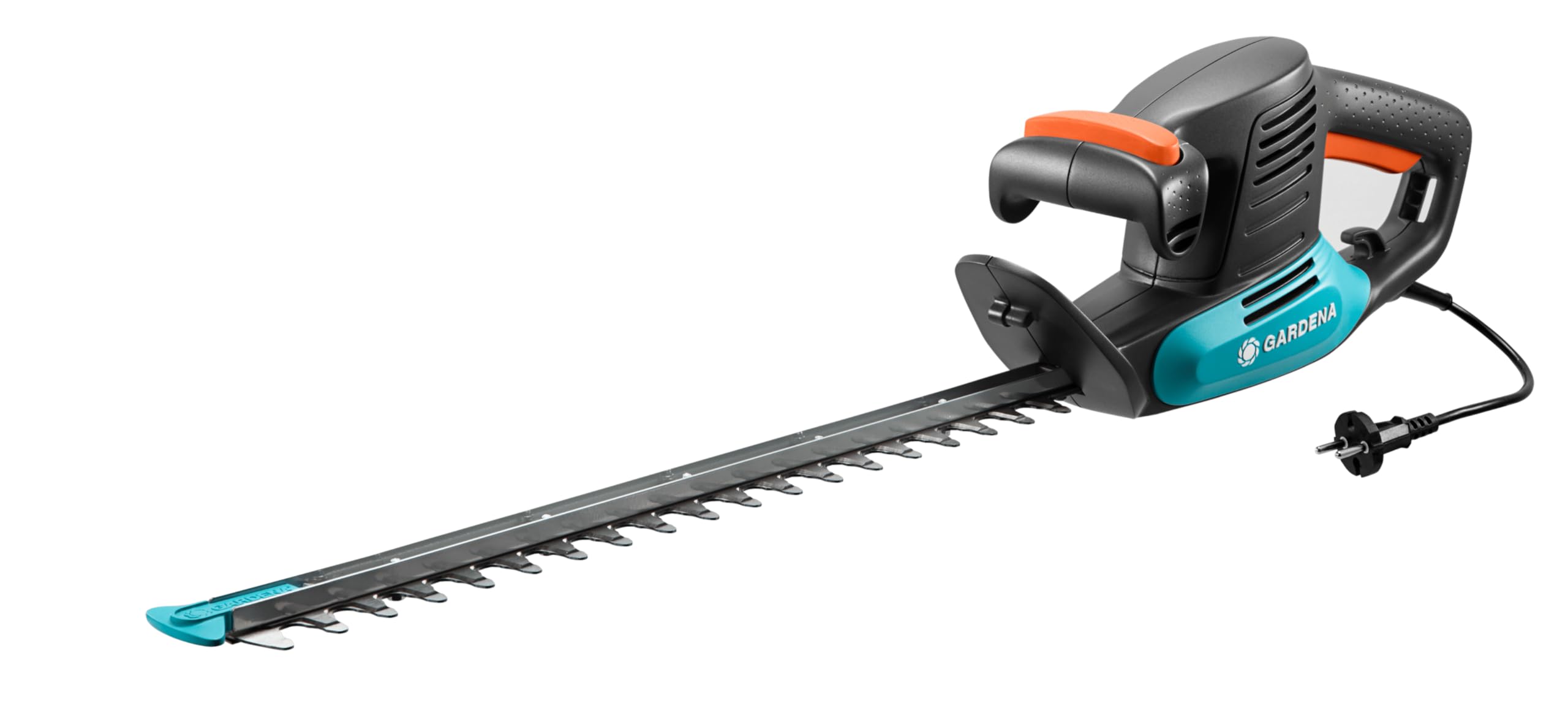 Tijeras Cortasetos eléctricas EasyCut 420/45 de GARDENA: Tijeras eléctricas para setos, 420 W, Cuchilla de 45 cm de Longitud, separación Entre Dientes de 18 mm, Protector contra Impactos (9830-20)