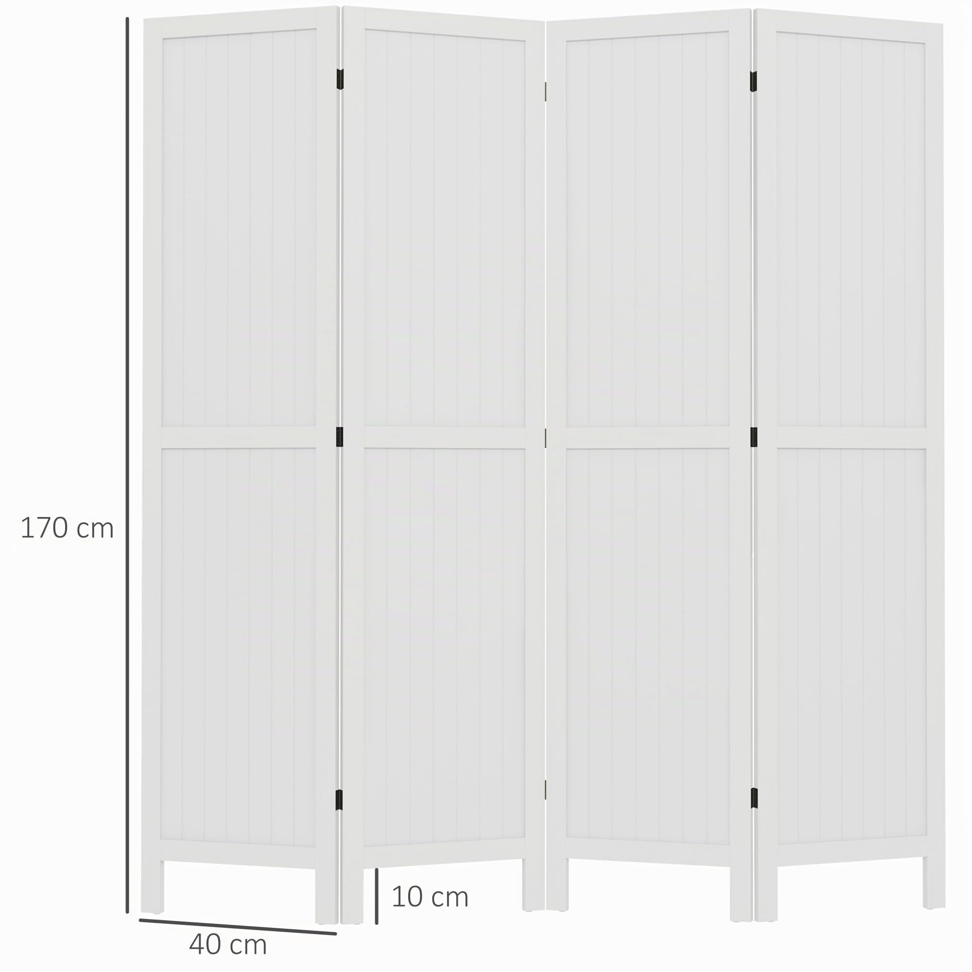 HOMCOM Divisor Plegable de Madera 4 Paneles 160x170cm Blanco