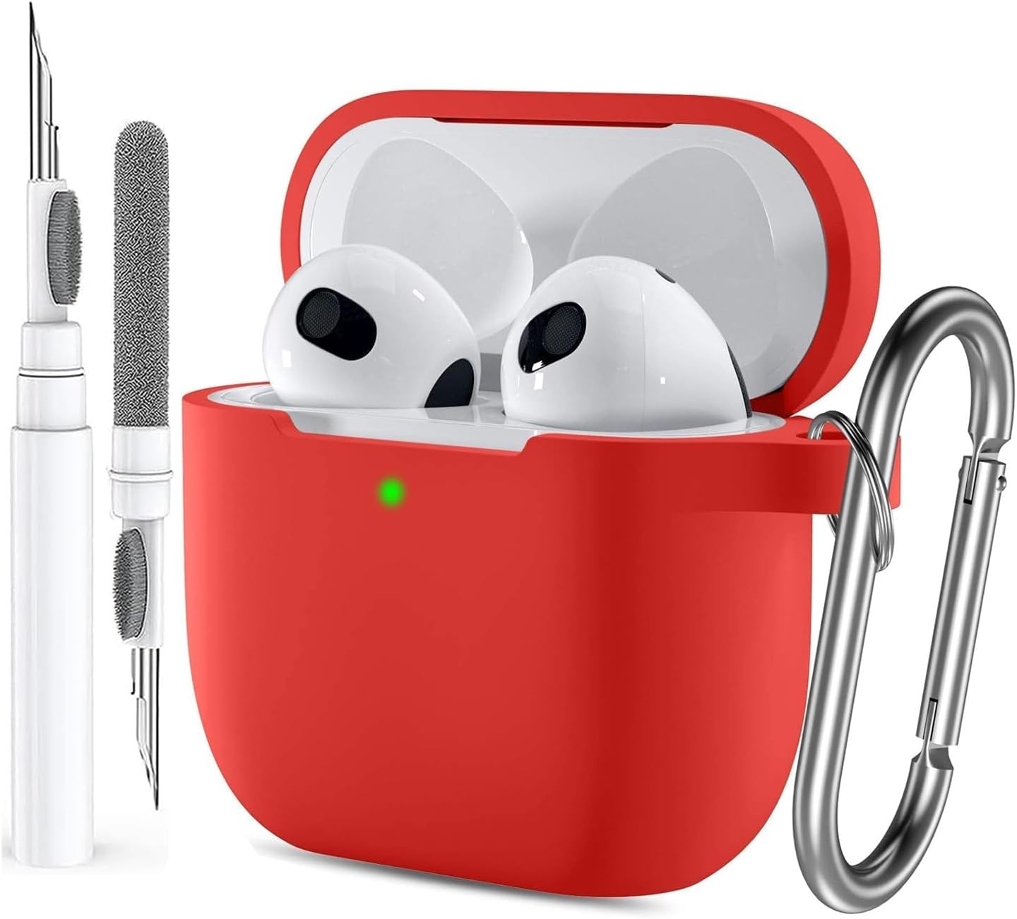 Case for Airpods 4 Gen Cover for Men Women Girl, Compatible Airpods 4th Generation Case, Soft Silicone Apple iPod 4th Gen Protective Cover Skin with Keychain Cleaner Pen, Red
