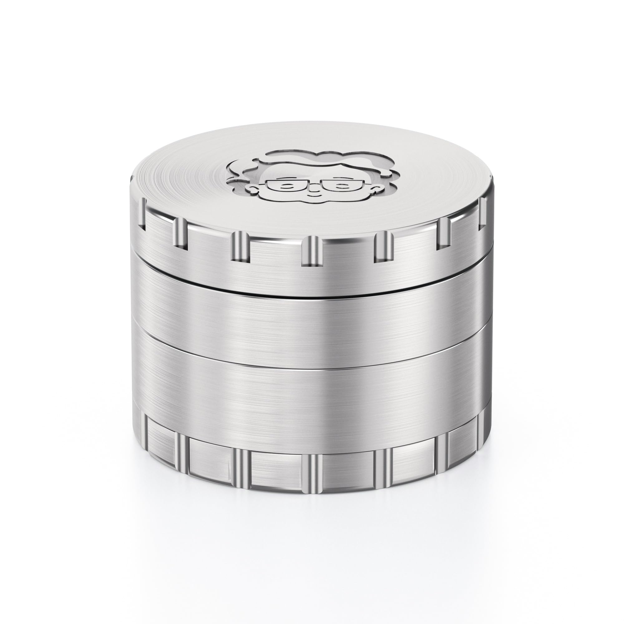Granny's® Edelstahl Grinder in ⌀ 63 mm | 4-teilig | Kräutermühle Groß & Höchste Verarbeitungsqualität | Stainless Steel | High-End