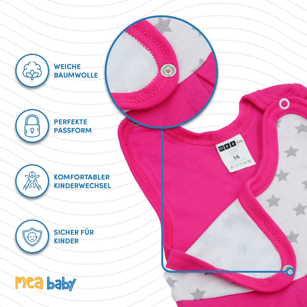 MEA BABY Tutine da bambino stampate da bambino| Chiusura con bottoni a pressione | Vari colori e motivi stampati | Confezione multipla da 5 pezzi