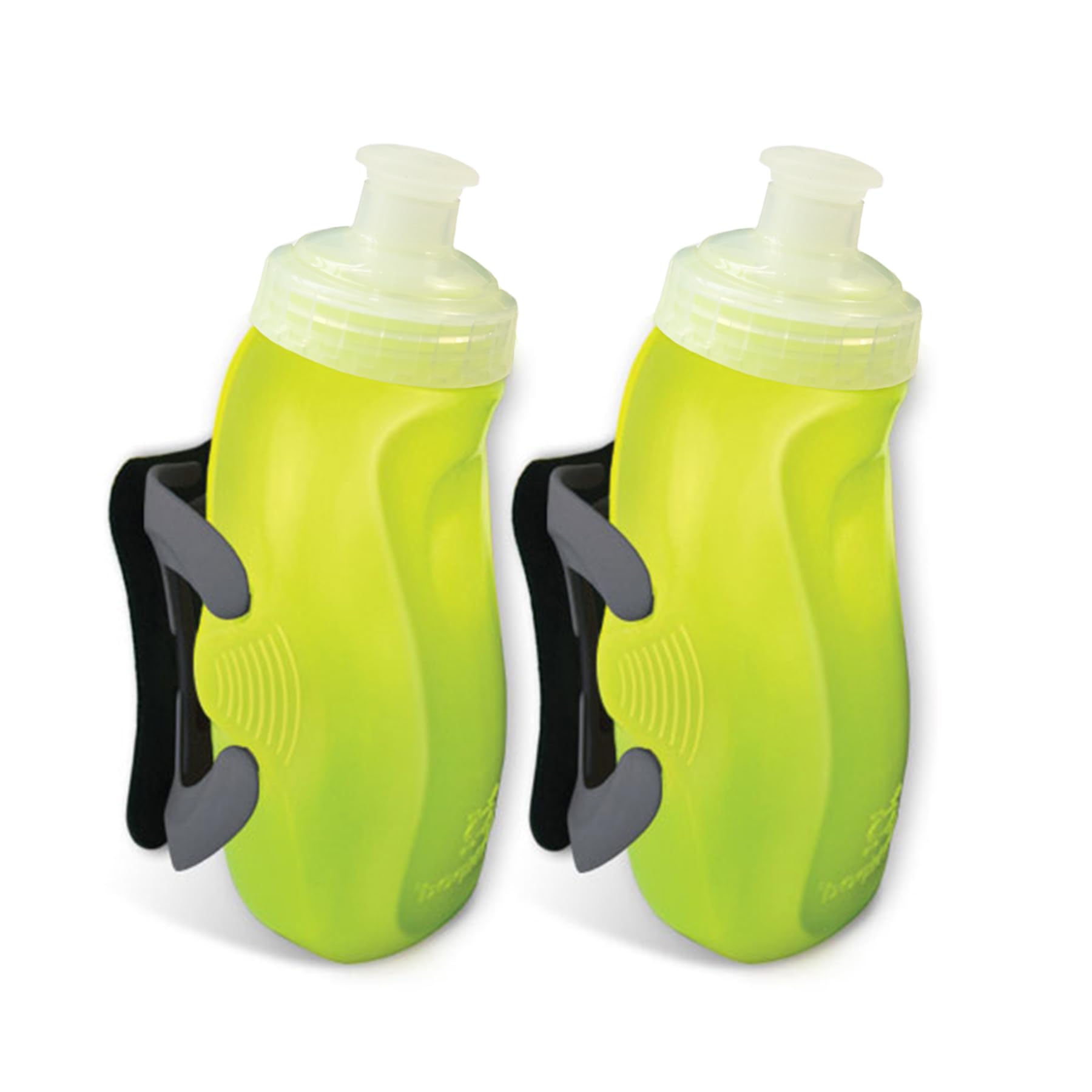 Amphipod RunLite Xtech Hydration System, Dual 10.5 oz Hydraform Water Bottles for Running, Marathons & Endurance Training (Push/Pull Cap) - Amp Green/
