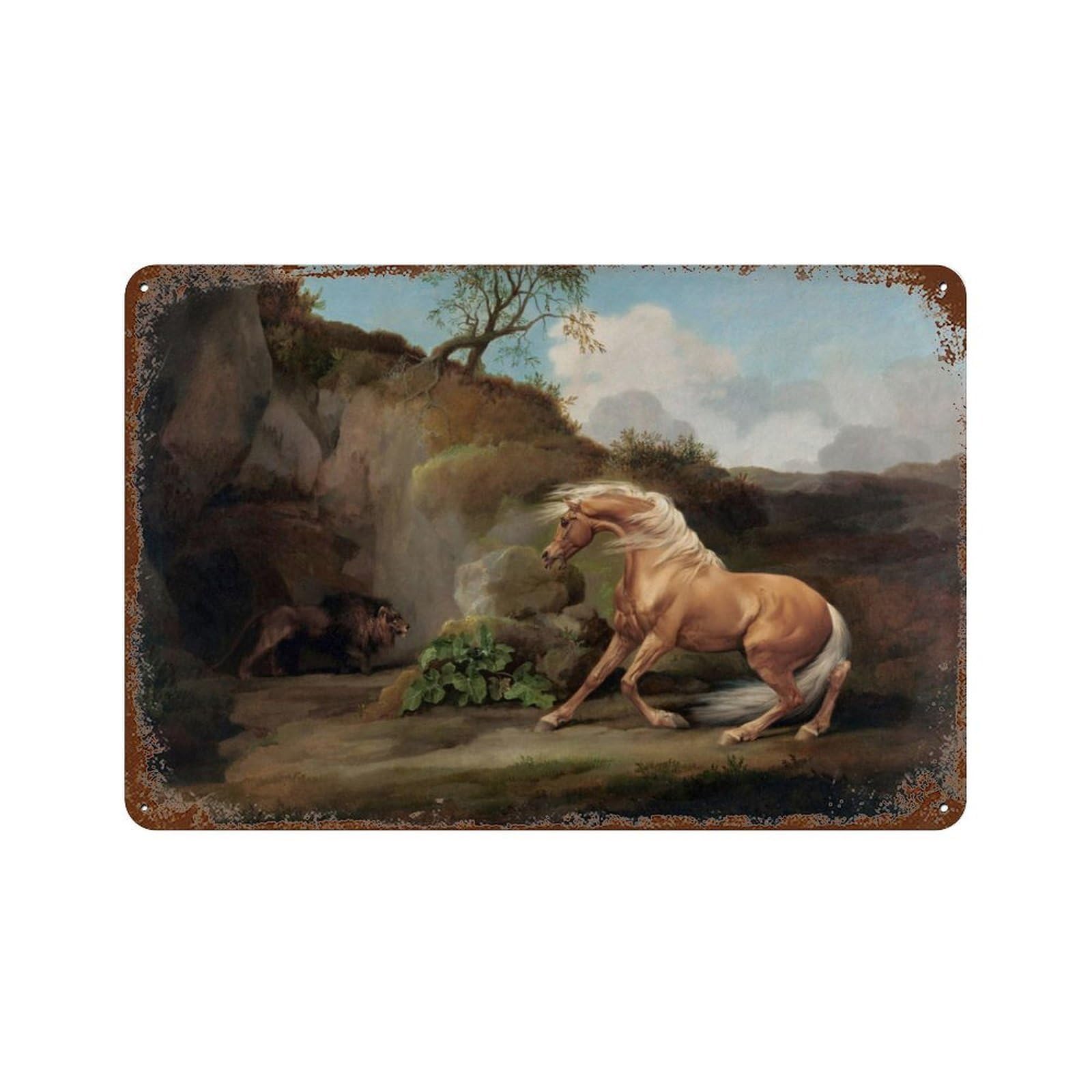 xiaoxiaoshen Vintage Horse And Lion Fine Wall Decor Art Metal Tin Poster Modern Home Decor Art Home Bar Shop Decorations Vintage Sign 20x30cm