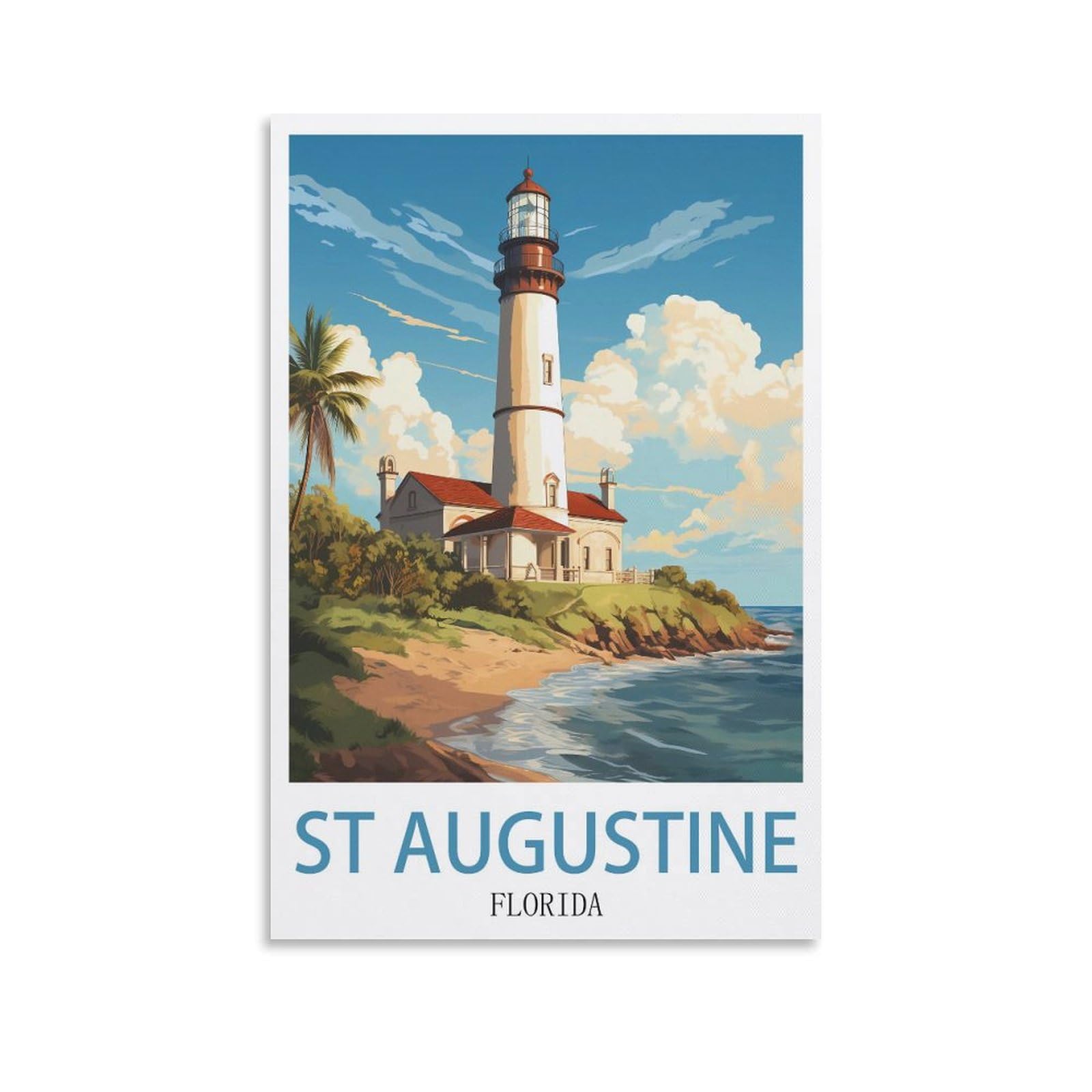 EZMLFA 5D Diamond Art Kits for Beginner,St Augustine Florida,Beginners,DIY Full Round Drill Diamond Dot Gem Art Kits for Adults,Crafts for Decor 30x40cm