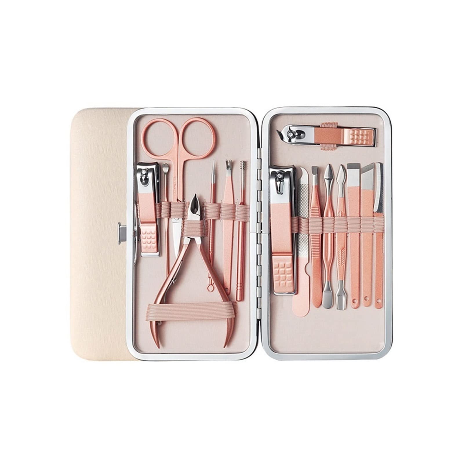 Zestaw obcinaczy do paznokci Zestaw do manicure Zestaw do pielęgnacji ciała Profesjonalny zestaw do pedicure Zestaw kosmetyczny Narzędzia dla przyjaciół i krewnych (różowe złoto) (Rozmiar: M-12-części