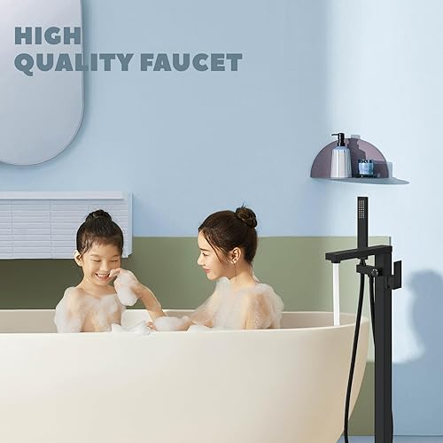 Miniatura 2 de GCCSJ Grifo de bañera independiente negro mate Llenador de bañera Grifo de bañera de pie Grifo de bañera de una sola manija grifo de latón Grifo de