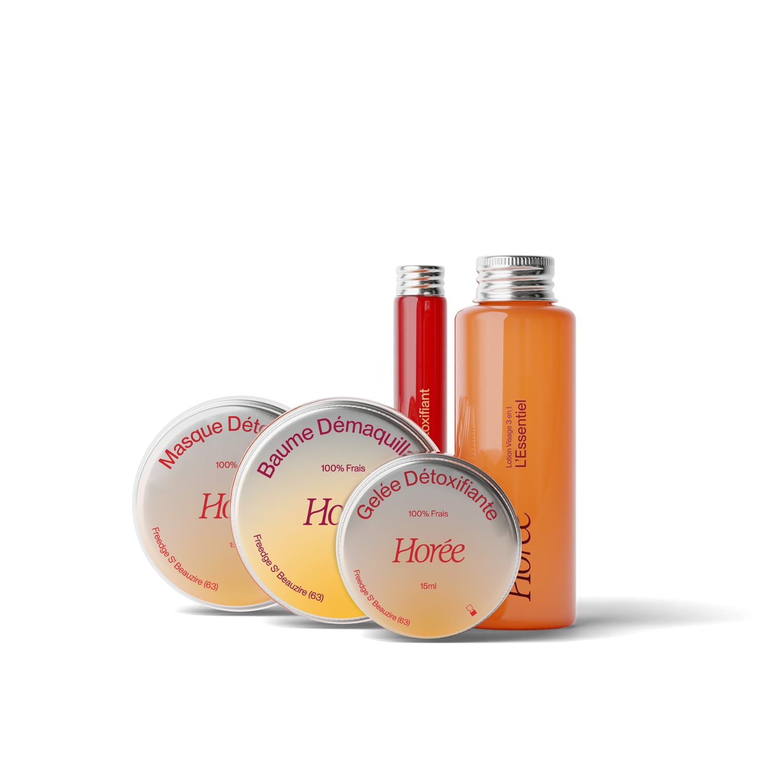 HORÉE - Coffret Cadeau - 5 Soins Visage Détoxifiants - Purifie & Rééquilibre - Baume Démaquillant + Lotion 3-en-1 +Masque +Sérum + Gelée -100% Frais & Origine Naturelle - Vegan -Peaux Mixtes À Grasses