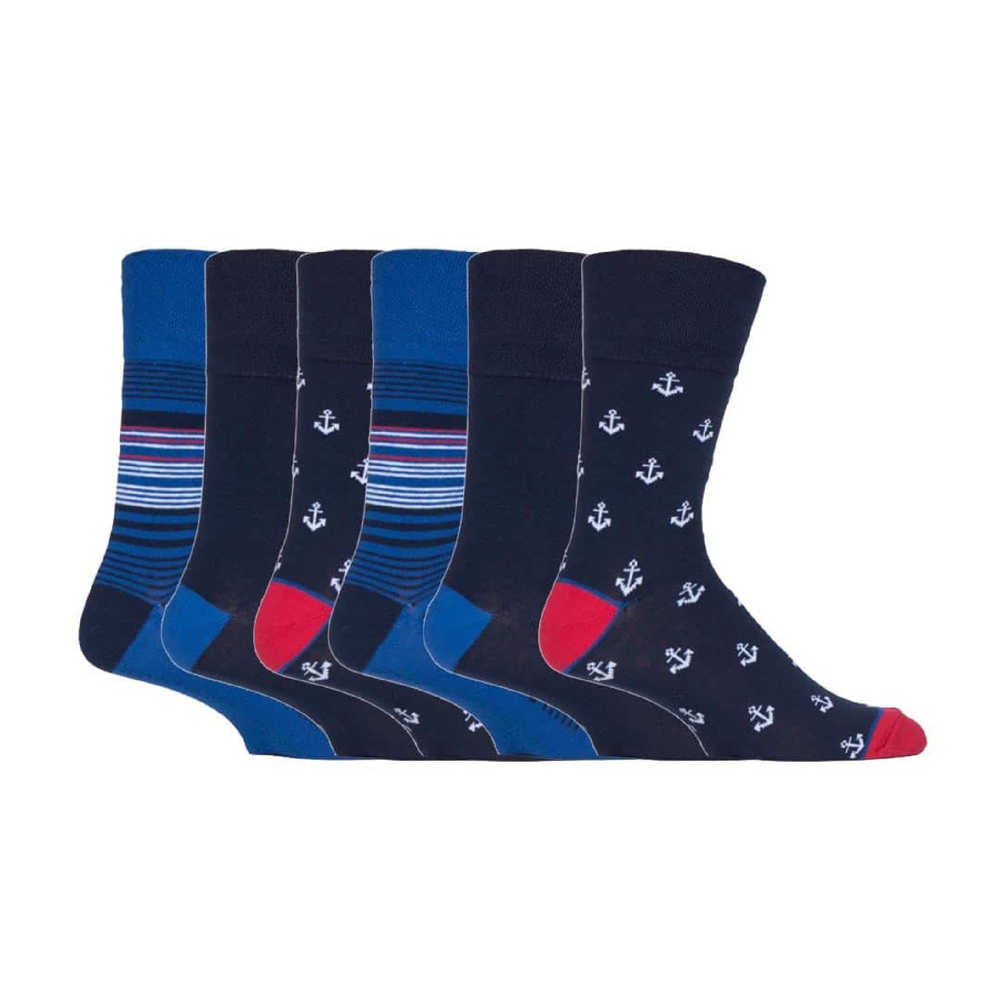 Sock Shop Gentle Grip Men's Somrj549 - Novelty Cotton Socks – 6 Pack | Fun Non-Elastic Soft Top Socks For Circulation (6-11, )