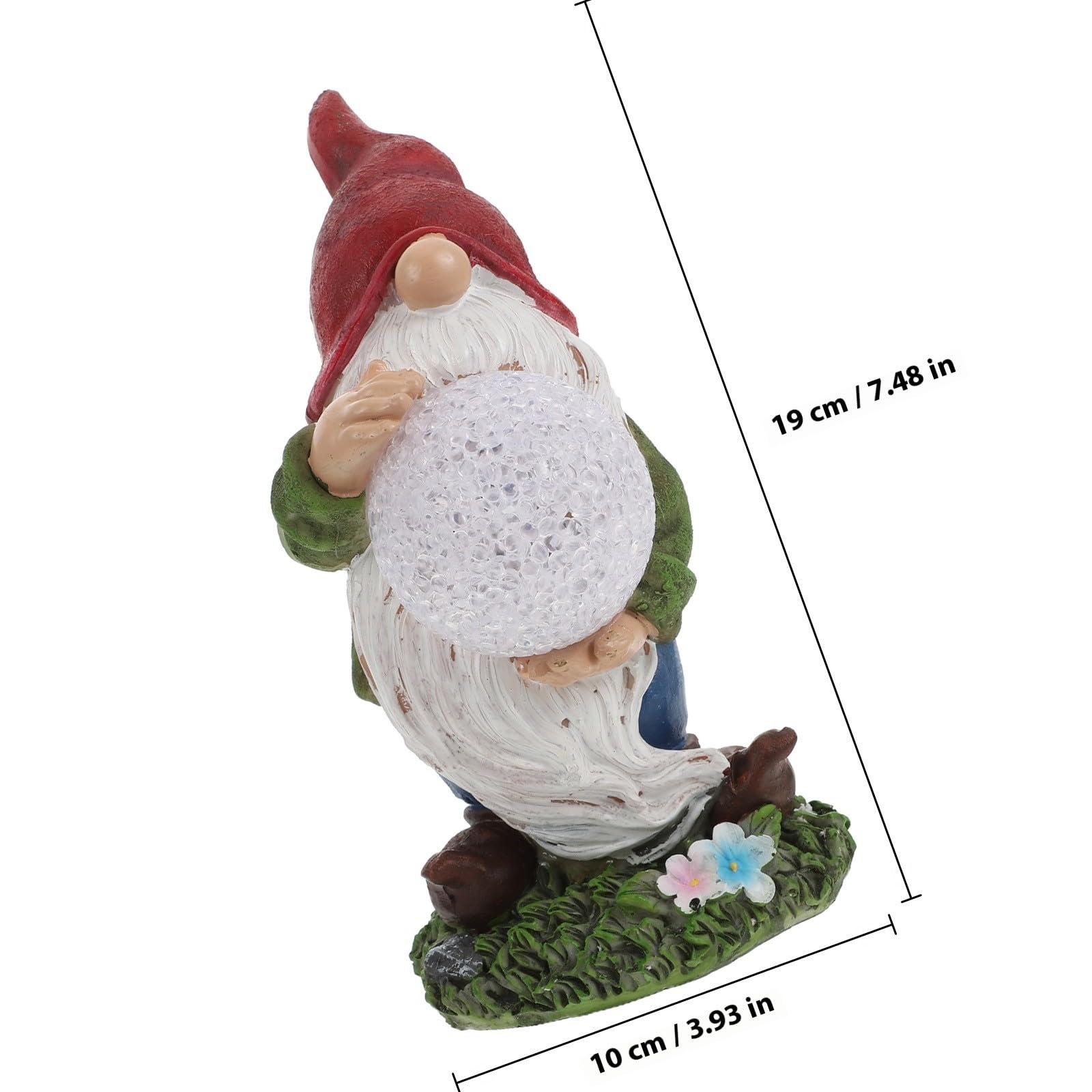 SHINEOFI Statua Gnomo Solare in Resina Verde, Luce Decorativa da Giardino
