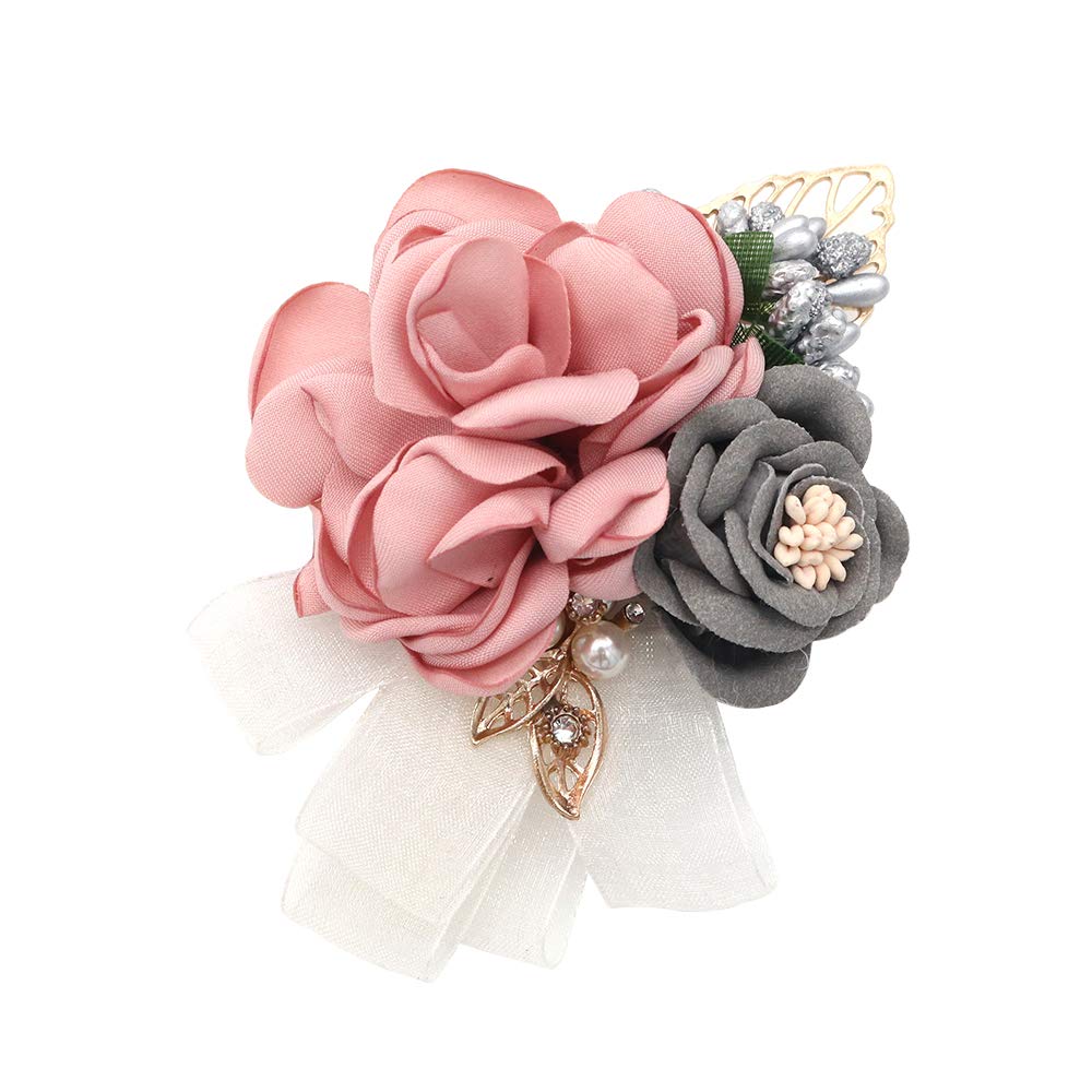 shiwaki wedding supplies decoration girl bridesmaid boutonniere prom party Small tea rose corsage wedding decoration gift (Champagne)